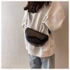 Women Vintage Solid Color Flap Small Saddle Shoulder Underarm Bag Fashi PU Leather Wide Strap Crossbody Bags Bolsa Mujer
