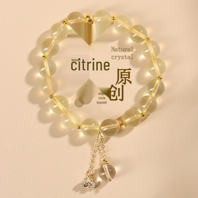 

Натуральный браслет из кристаллов лимонно-желтого цвета - Оригинальная нишевая легкая роскошь для женщин