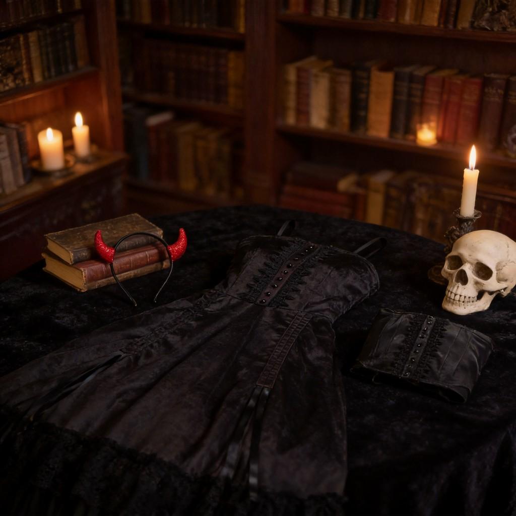 Gothic Vampire Queen Costume For Halloween Party With Polyester Fabric For Adults