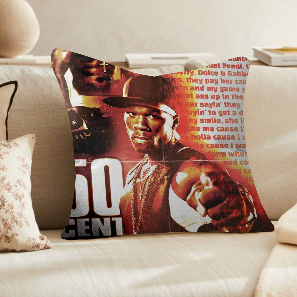Cent American Hit Pop Hip Hop Rapper Music Cushion Cover Car Throw Pillow Case For Sofa Car Christmas Gift