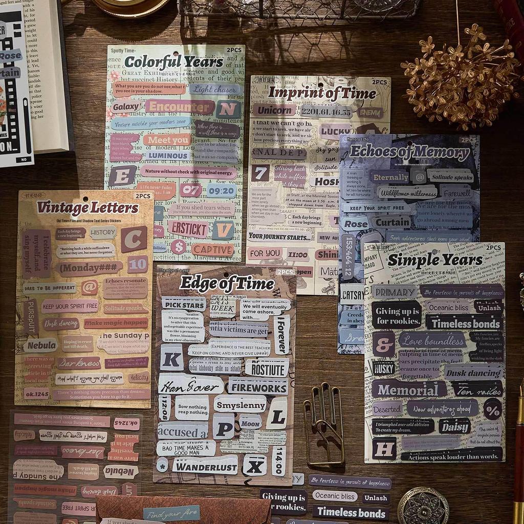 Zaomo Retro English Shadow Text Stickers - DIY Decorative Journal Series