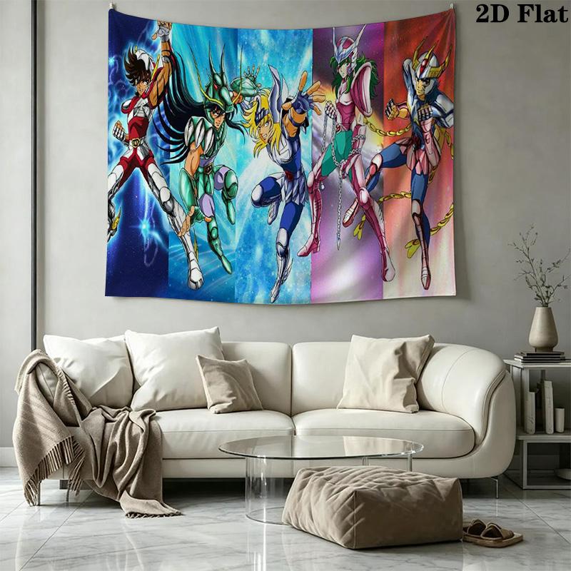 Saint Seiya Wall Tapestry Aesthetic Wall Hanging Printed Fabric Blanket Decorative Tapestries for Bedroom Living Room Home Decor
