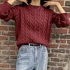 Womens Chunky Cable Knit Sweater Loose Fit Round Neck Long Sleeve Fall Winter Casual Top