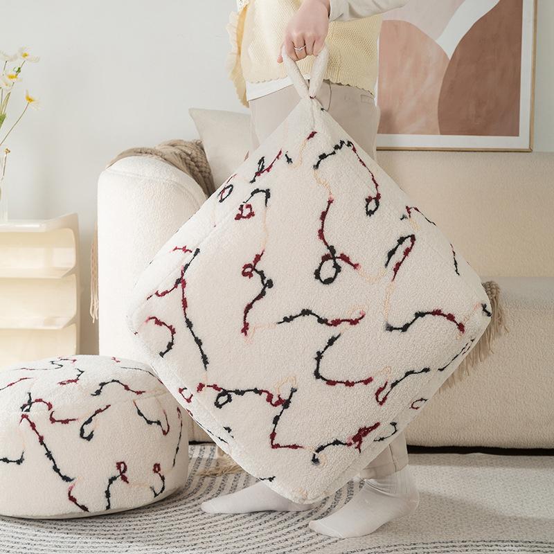 In Style Fluffy Plush Pouf Cover Living Room Balcony Decor Tatami Lazy Cushion Bay Window Thicken Futon Unstuffed Cushion Cover