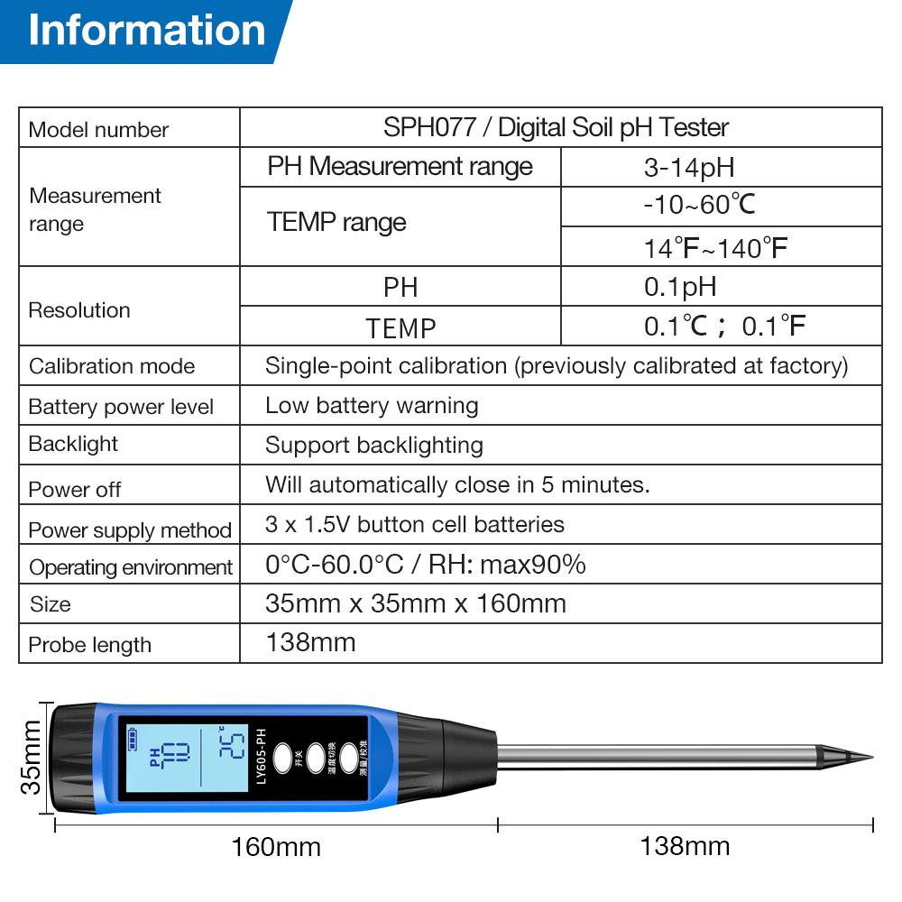 Agricultural Soil detector Soil PH/EC Meter High-precision Greenhouse Planting Conductivity Salt Moisture Content Tester