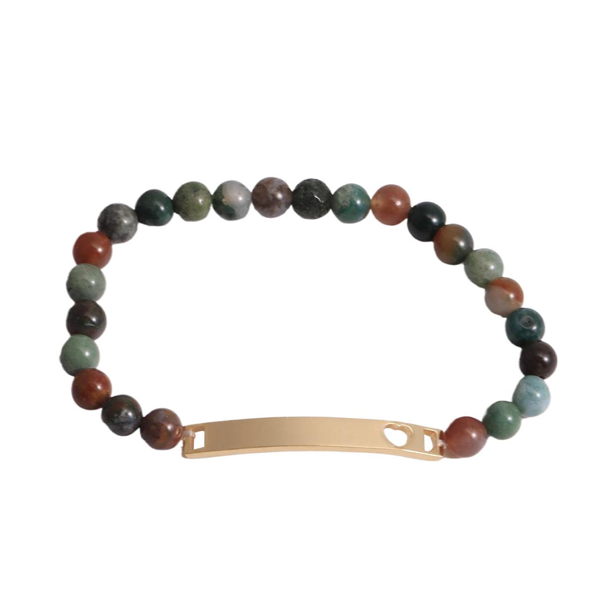 Fashion Natural Stone Bracelet Hollow Heart Colorful Natural Garnet Beaded Stretch Bracelet A1