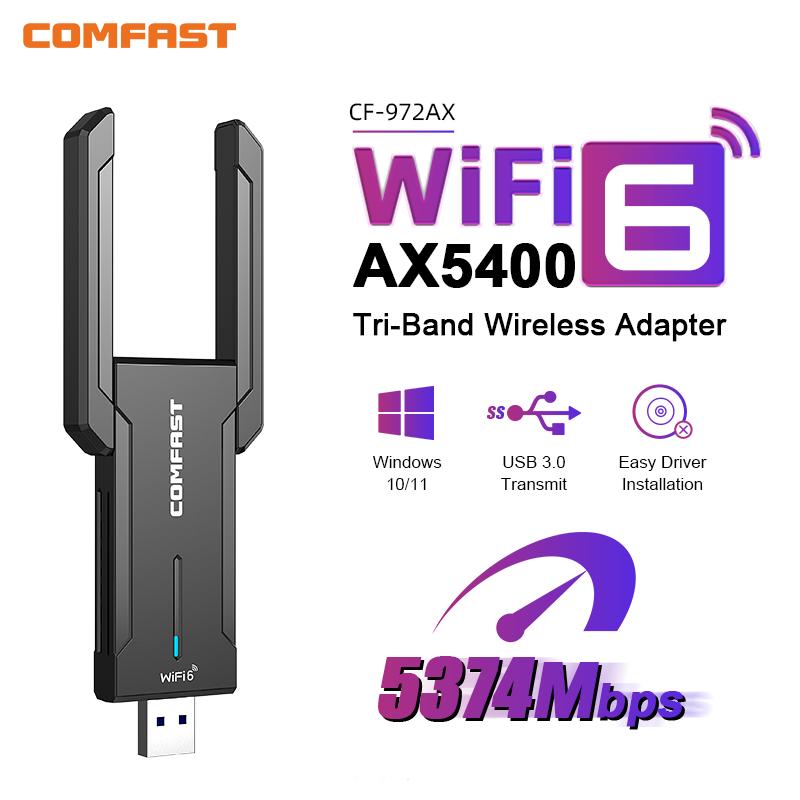 COMFAST WiFi7 USB Adapter BE6500 WiFi Card 5G/6G USB3.0 Wireless Network Card USB WiFi7 Adaptador AX5400 WiFi6 Antenna PC Laptop 3