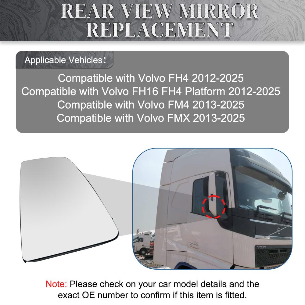 Per Volvo FH4 FH16 FM4 FMX 2013-2026 Vetro Specchietto Retrovisore Grandangolare Riscaldato 82356810 82359214 Lente Piccola Sinistra = Destra