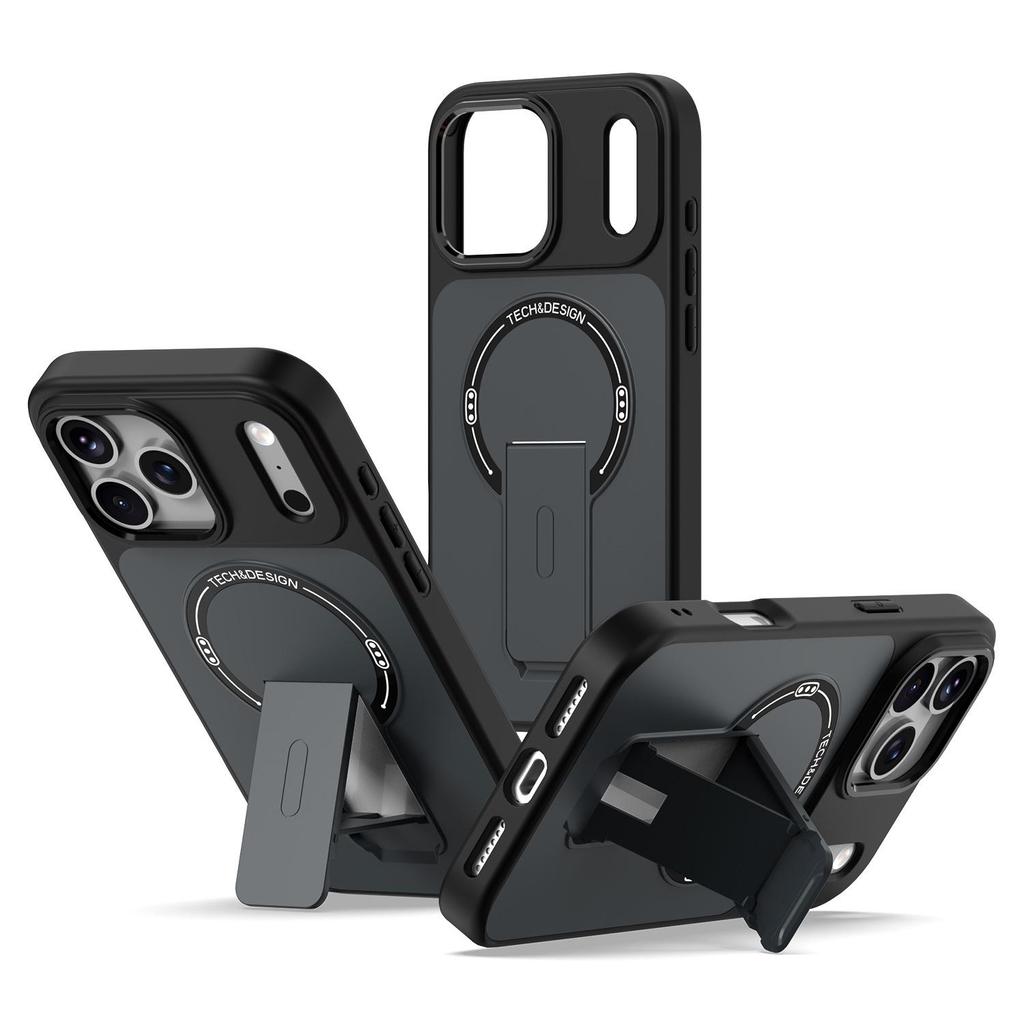 Magnetic Folding Stand iPhone 17 Case, Skin-Feel Matte Protective Cover for 16 Pro Max