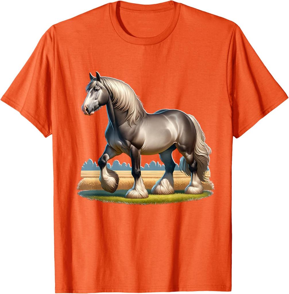 Majestic Belgian Draft Horse Graphic Print Men's Casual Cotton T-Shirt Trip Wear