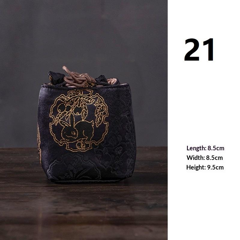 Tea Set Storage Bag Chinese Style Thickened Multi-Functional Teapot Cloth Pouch Protective Portable for Holiday Trips