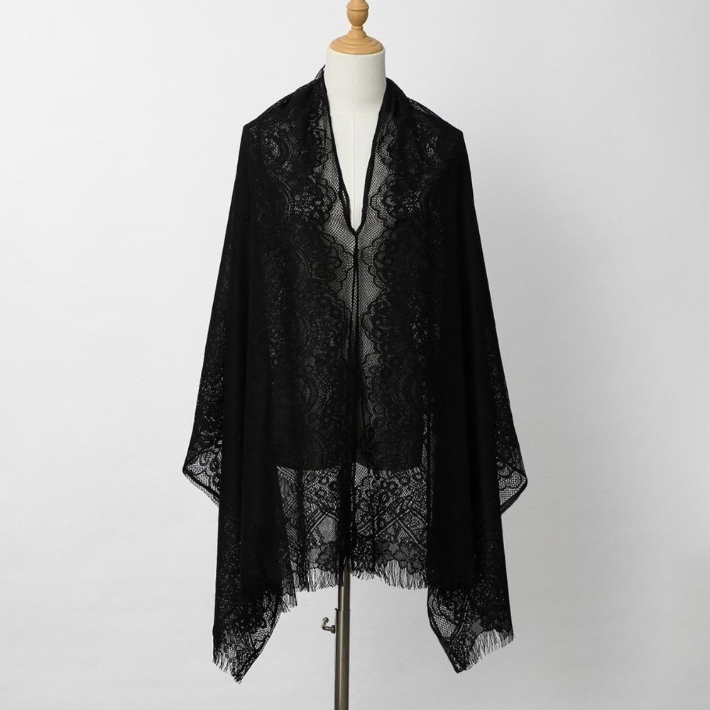 Fashion Boho Women s Cardigan Shawl Solid Color Elegant Hollow-Out Shawl Breathable Lightweight Ethnic Style Shawl Women s Wear чёрный