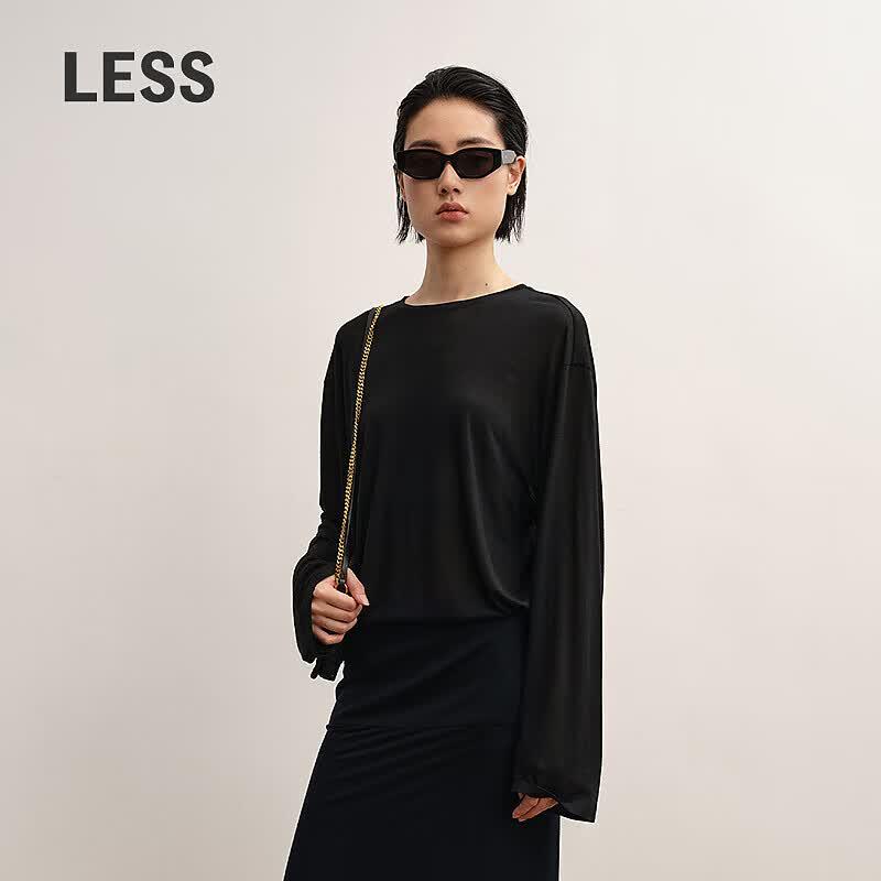 LESS 2025 Autumn Round Neck Long Sleeve T-Shirt S