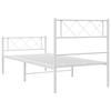 Vidaxl Metal Bed Frame with Headboard and Footboard, White, 100X200 Cm