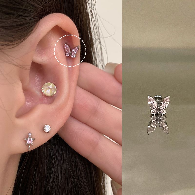 Ear Bone Nail Ear Bone Ring Medical Titanium Steel Ear Studs Ear Hole Titanium Alloy Female Ear Worm Nail Edge Unique Earrings Earrings