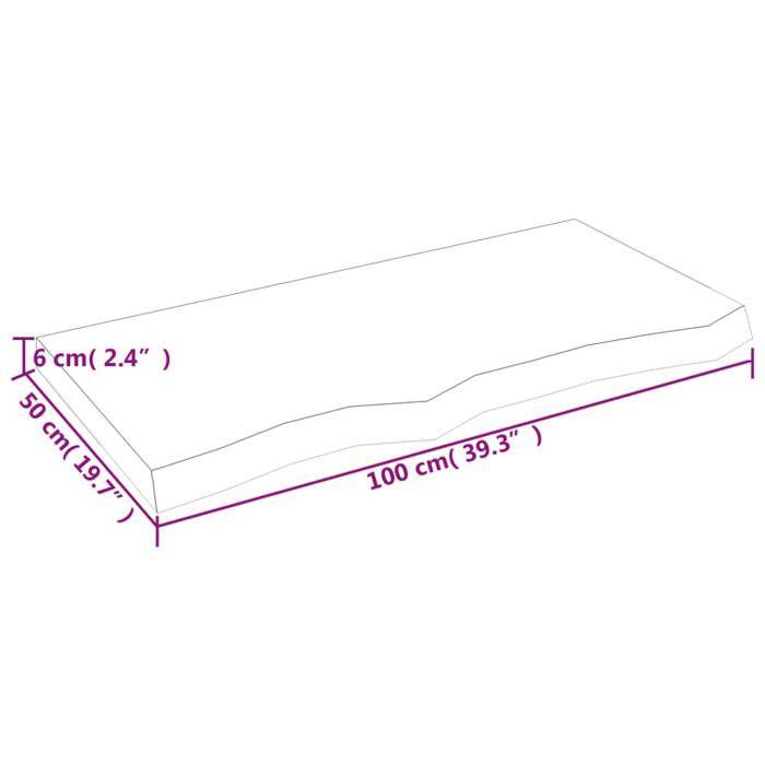 VidaXL Table Top 100x50x6 Cm Solid Untreated Oak Wood 3156304