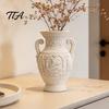 Tabletop Ornament for Hallway 3D Printed Ancient Greek Relief Vase, Imitation Marble Flower Vase with Petg Material Decorative Vessel Mythical