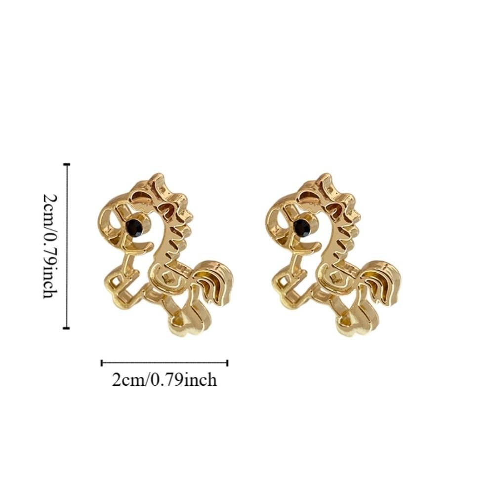 Cartoon Horse Metal Pony Earrings Chinese Style Horse Mascot Drop Earrings  Party