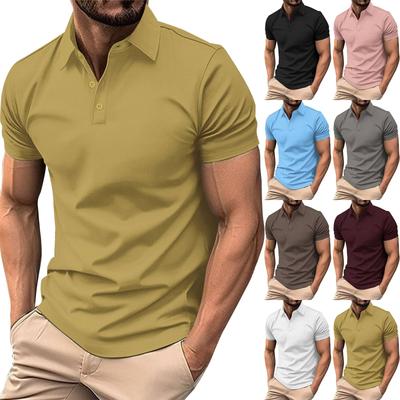 Men's Summer Solid Color Button Short Sleeve Tops Men's Casual Loose Fashion Tops