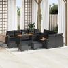 14-piece Garden Sofa Set with Black Poly Rattan Acacia Cushions 3365189