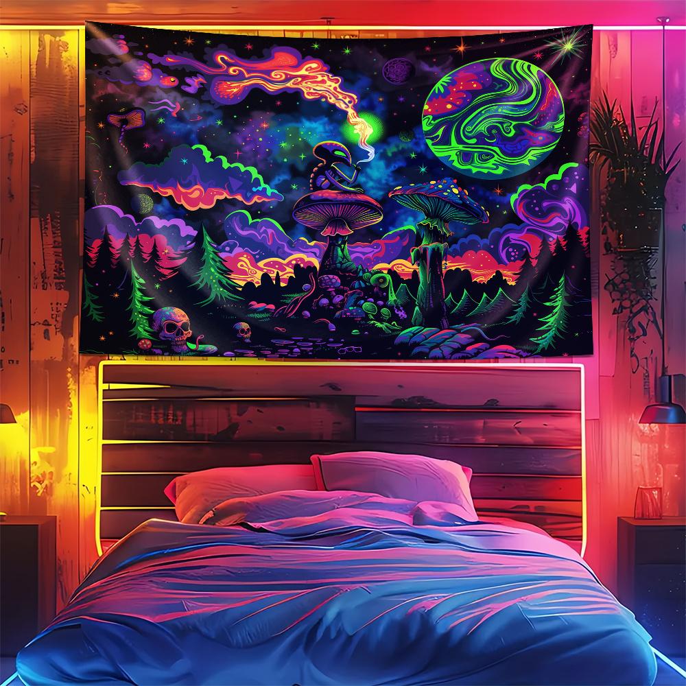 VIKAMA Alien Fantasy Tapestry Nebula Gradient HighDensity Blackout Fabric Music Studio SciFi Theme Bedroom Decor