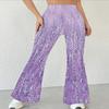 Women's Casual High Waist Flare Pants, Leopard Print Streetwear Bell Bottom Trousers