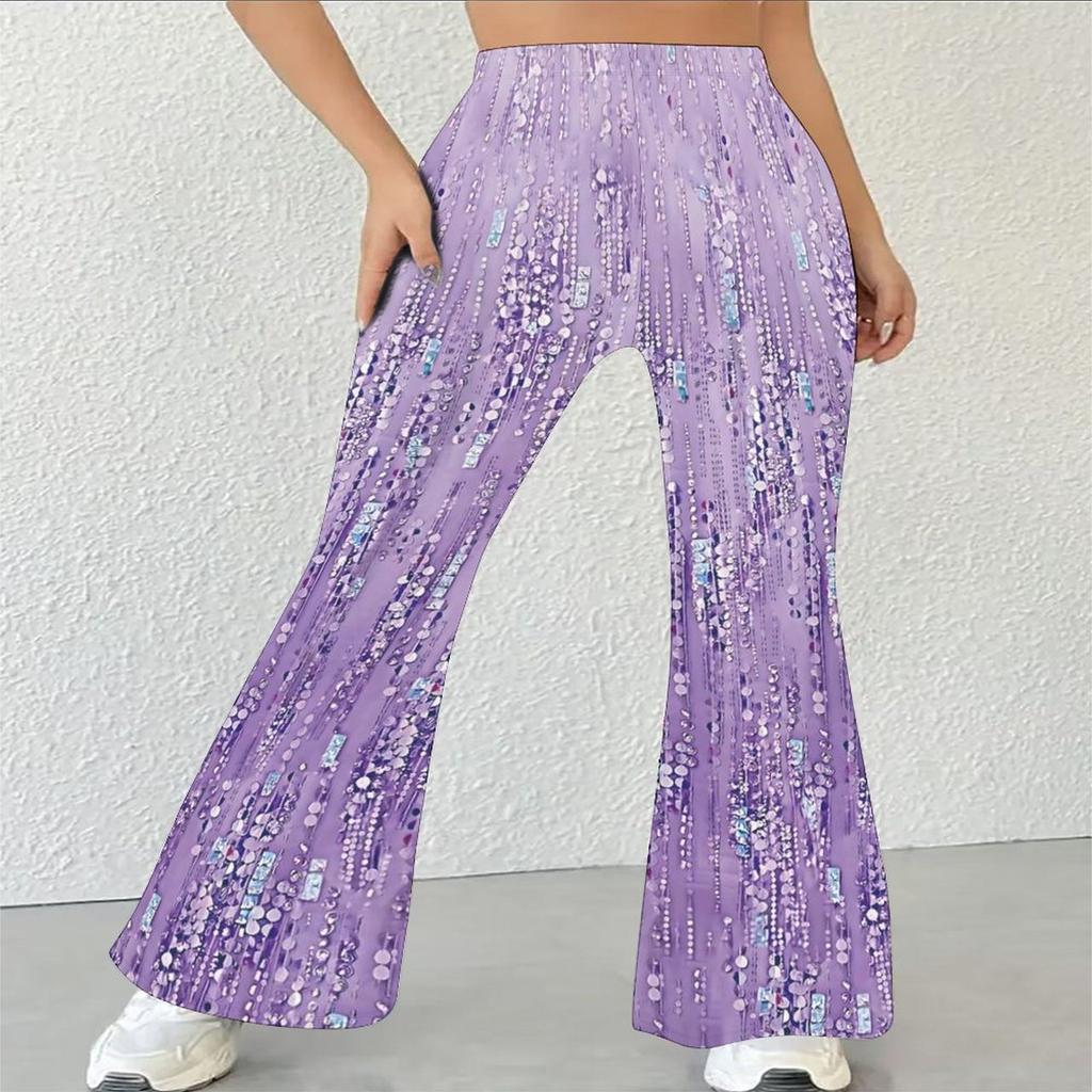 Women's Casual High Waist Flare Pants, Leopard Print Streetwear Bell Bottom Trousers