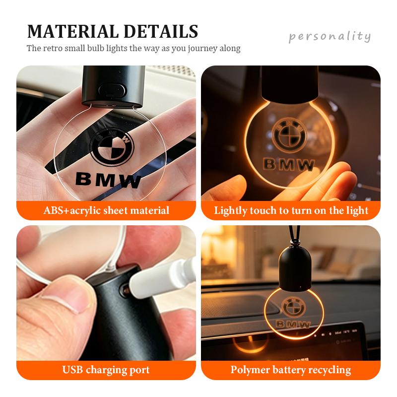 MXUI1 Car LED Acrylic Pendant Glowing Decor Rear View Mirror Accessories For BMW E36 E39 E87 E60 E46 E53 E90 F10 F20 F25 F30 X3 X5