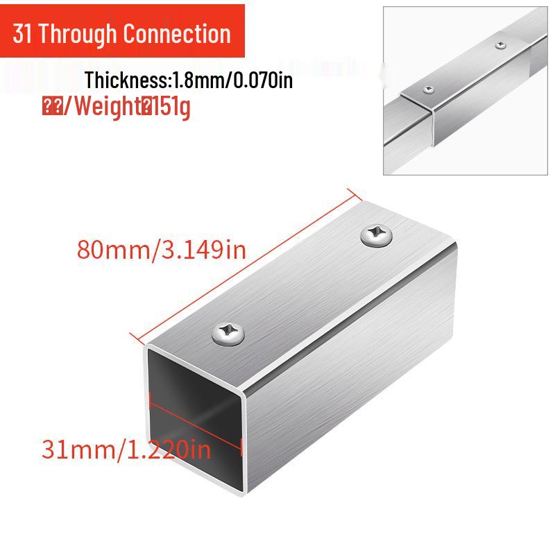 Stainless Steel Four-Way Tee Connector for Square Tubes - Weld-Free Fastener