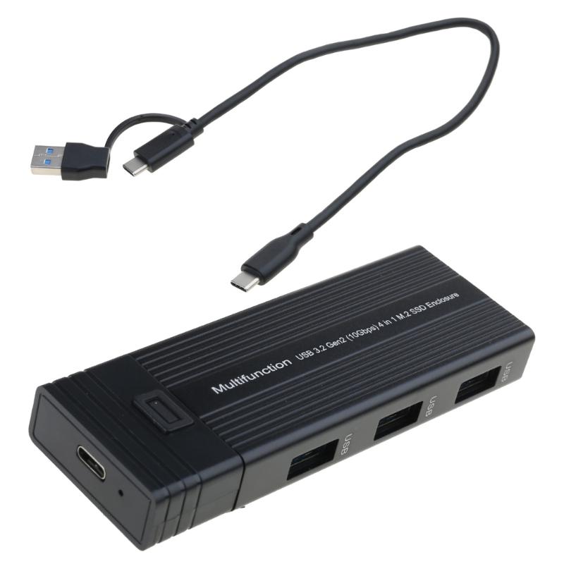 Fast Speed M.2 SSD Enclosure Box USB C 3.2 Interfaces Aluminum Case For NVMe , Supports 2242/2260/2280 Size