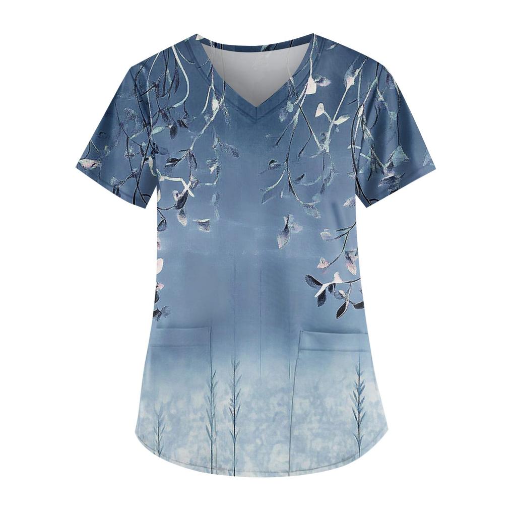 Women's V-neck Fashion Casual Printed Tops And Protective Workwear