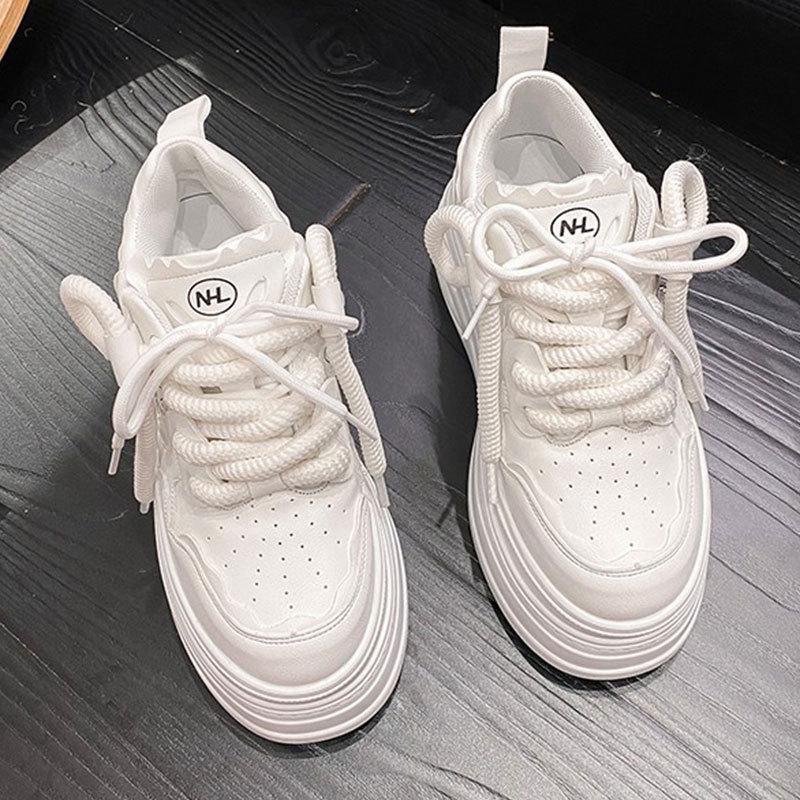 Women's autumn new casual inner height increase premium ins super pink platform muffin board shoes