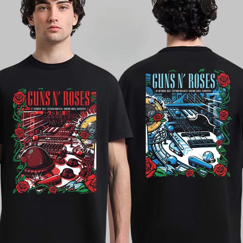 2026 Summer Guns N Roses pure Cotton Band Shirt Unisex Summer Short Sleeve Fashion Brand Tee Luxury Casual Vintage Tshirt
