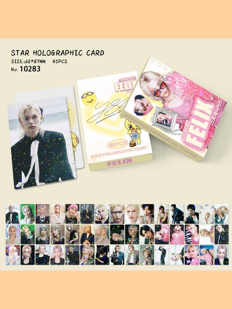 Kpop Stray Kids Bangchan Felix Avatar Photocards 45Pcs Sparkle Glitter Star Cards Skzoo Collectible Lomo Greeting Cards