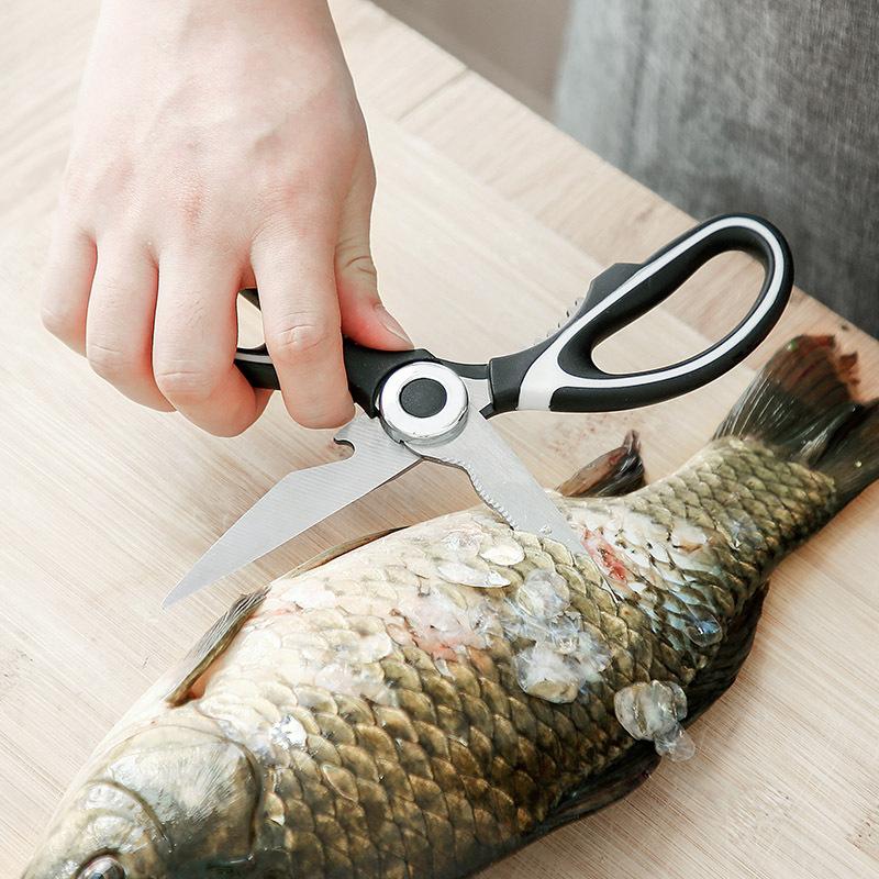 Kitchen Scissors, Walnut Bottle Opener Multifunctional Food Barbecue Chicken Bone Scissors Panda Scissors Stainless Steel Scissors