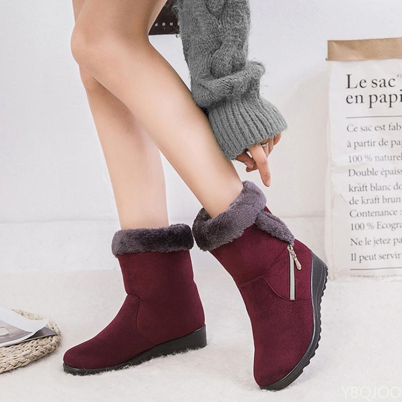 New Winter Warm Women'S Snow Boots Large Size Side Zipper Simple Comfortable Daily Casual Thick Wear Resistant Cotton Boots