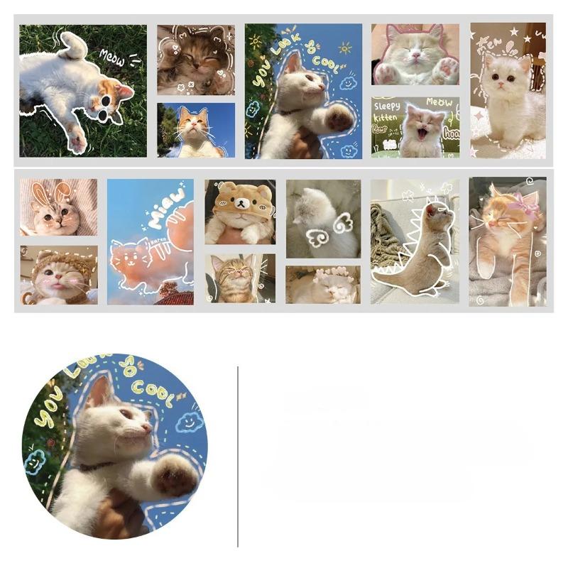 1 Rolka Naklejek do Scrapbookingu Naklejki PET z Postaciami Taśmy Washi Wakacje Rekreacyjne do Sztuki Rękodzieła DIY Album Dziennik Planer