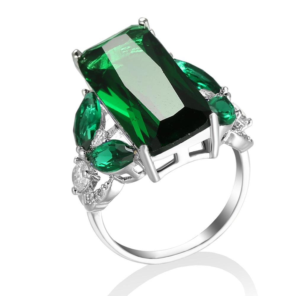 

Zircon and Emerald Fashion Rings: European & American Style Women s Wedding Jewelry Size 10 зелений/смарагдовий