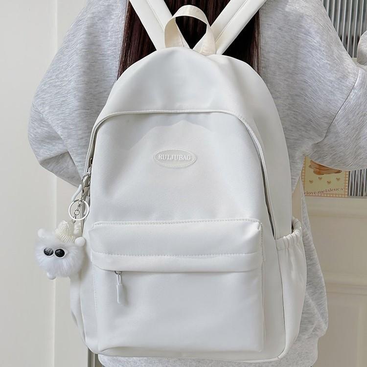 Schoolbag Korean Version of Female Ins Solid Color High Value Simple Casual Fashion Versatile Schoolbag Junior High School Student Backpack