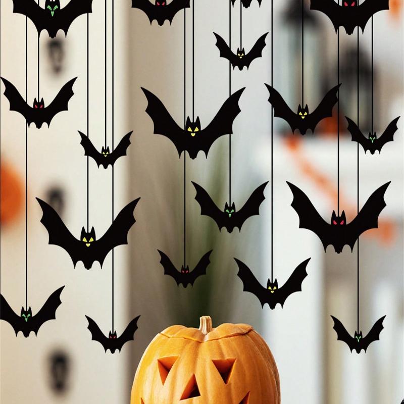 Halloween Hanging Bats Decorations Outdoor for Outside Tree Yard Porch Party Decor ,Halloween Autumn Bat Charm Red Yellow and Green Multiple Styles