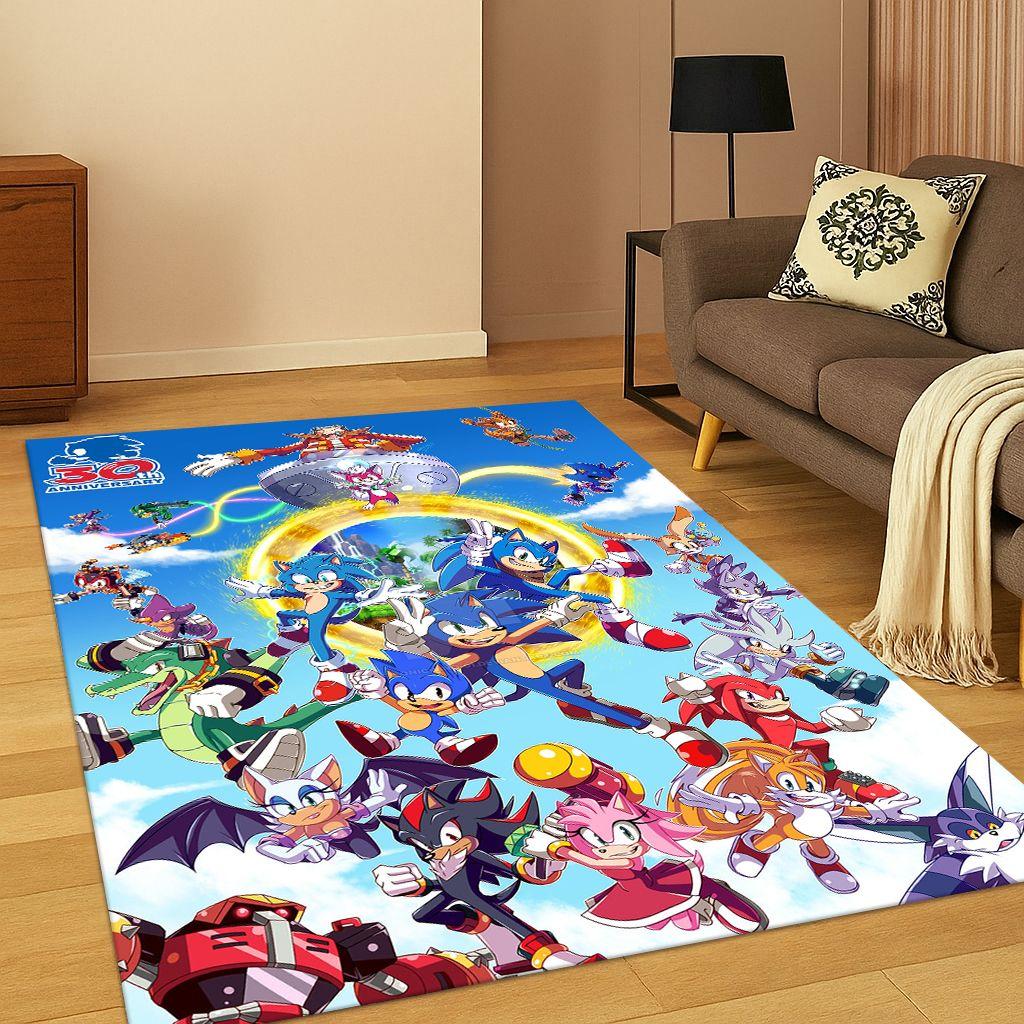Classic S-Sonic Game Cartoon Hedgehog Carpet Rug for Bedroom Living Room Sofa Home Decor,kids Area Rug Non-slip Floor Mat Gift