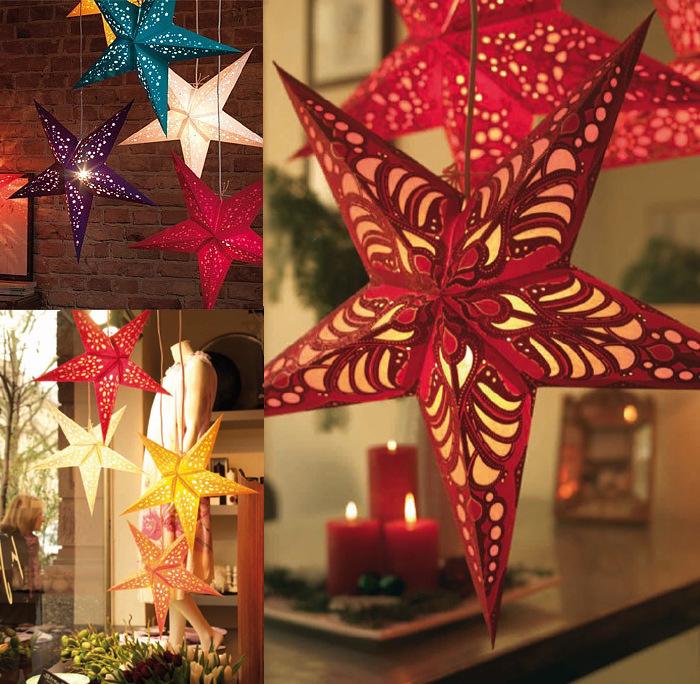 90cm Double-Sided Laser Cut Christmas Paper Star Ceiling Decoration Lampshade