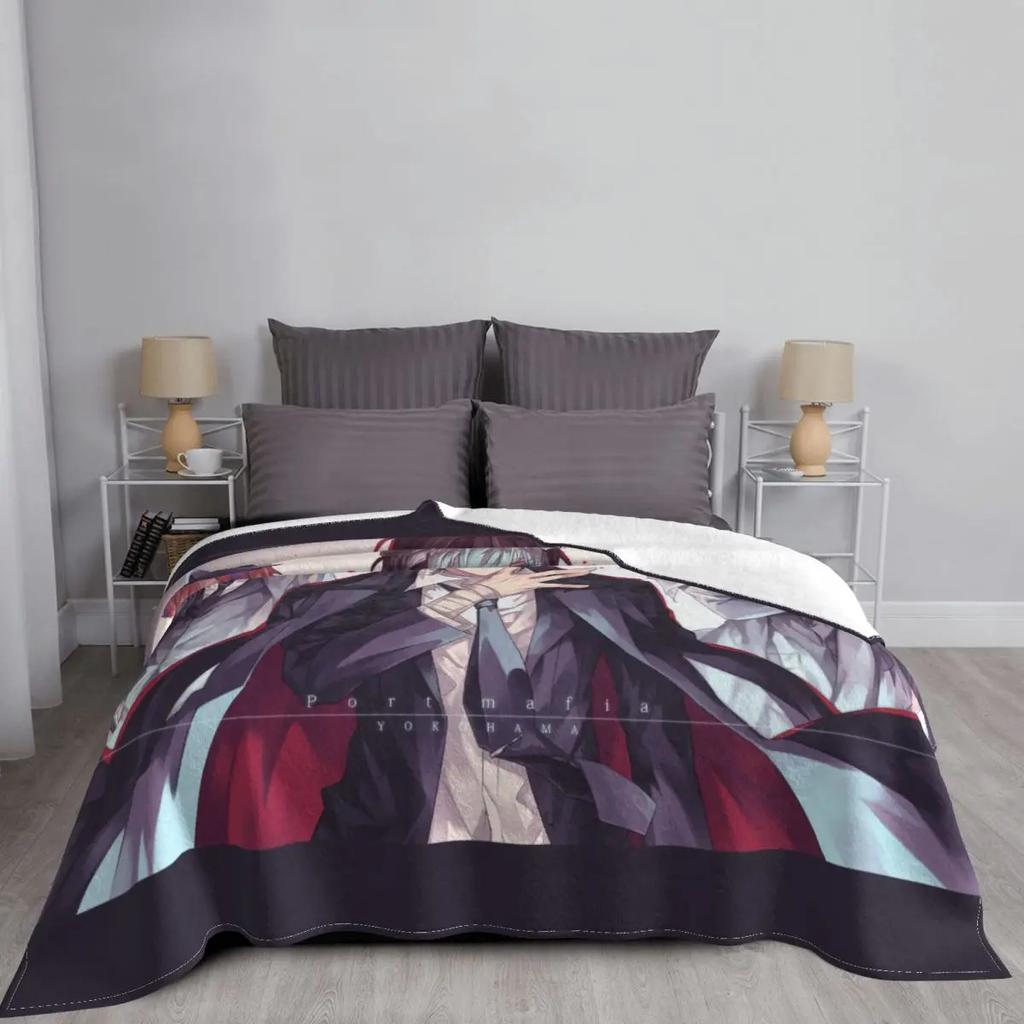 Anime Osamu Dazai Knitted Blankets Bungou Stray Dogs Throw Blanket Summer Air Conditioning Portable Ultra-Soft Warm Bedspreads