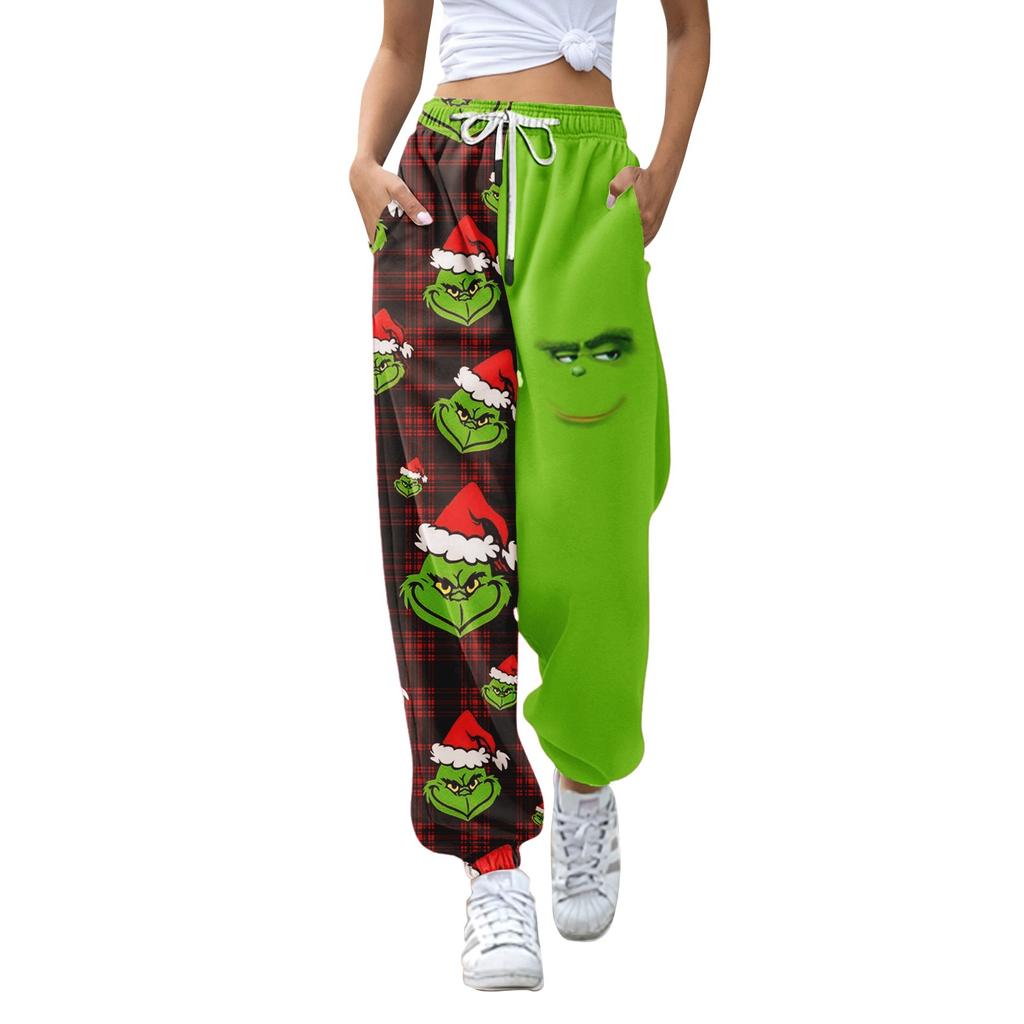 Women's Fashion Christmas Loose Drawstring Waist Solid Color Casual Sweatpants Pants