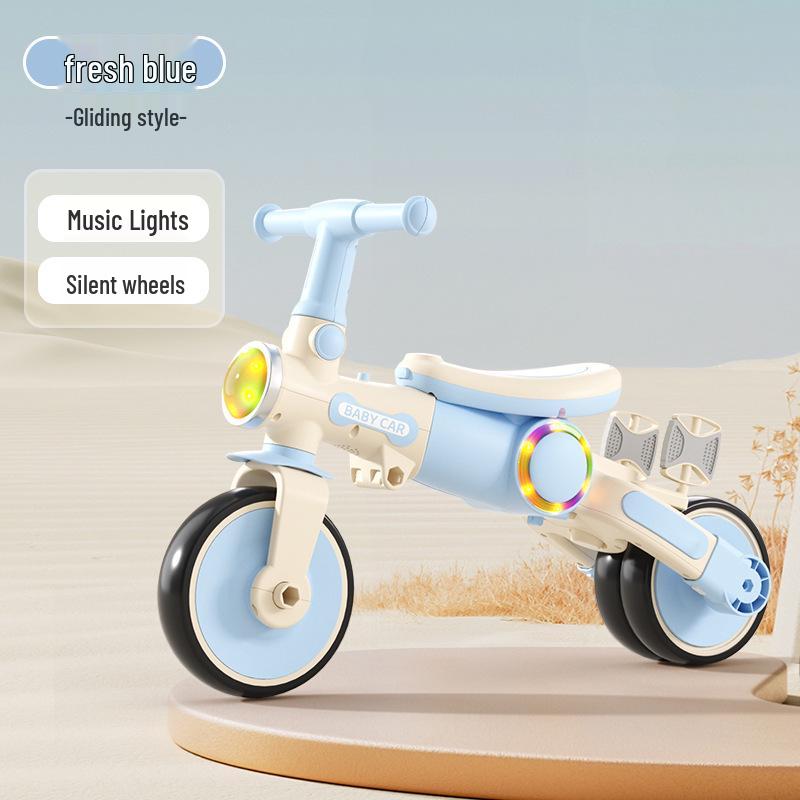 Kids' Tricycle Stroller with Pedal Car, Balance Bike, Music, and Lights for Ages 1-5