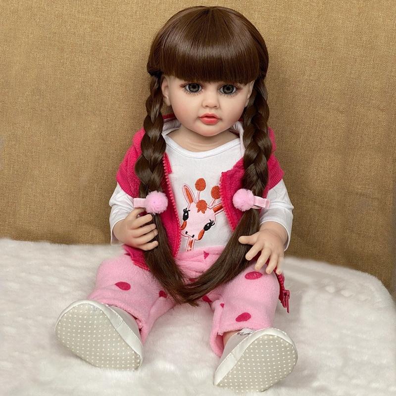 Realistic Reborn Baby Girl Dolls Betty Raya Pasted Wig Hair Simulation Doll 55cm Full Silicone Body Bathing 22 Inch Collection Art Doll Baby Play Toys