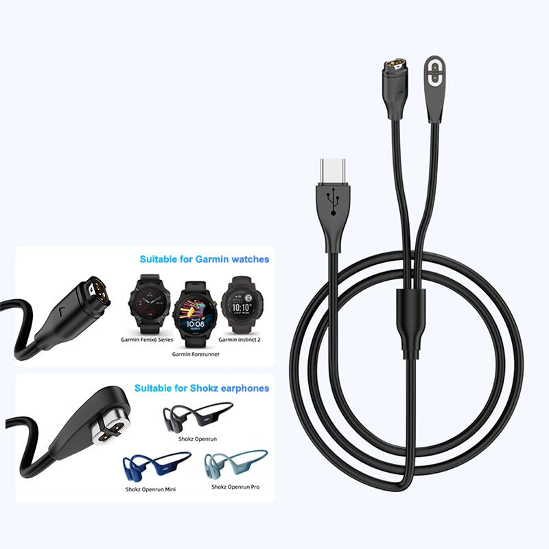 

2 In 1 Usb Type C Watch Charging Cable For Garmin Fenix X6/Forerunner/Instinct 2 Magnetic Charger Cord For Shokz Openrun Pro