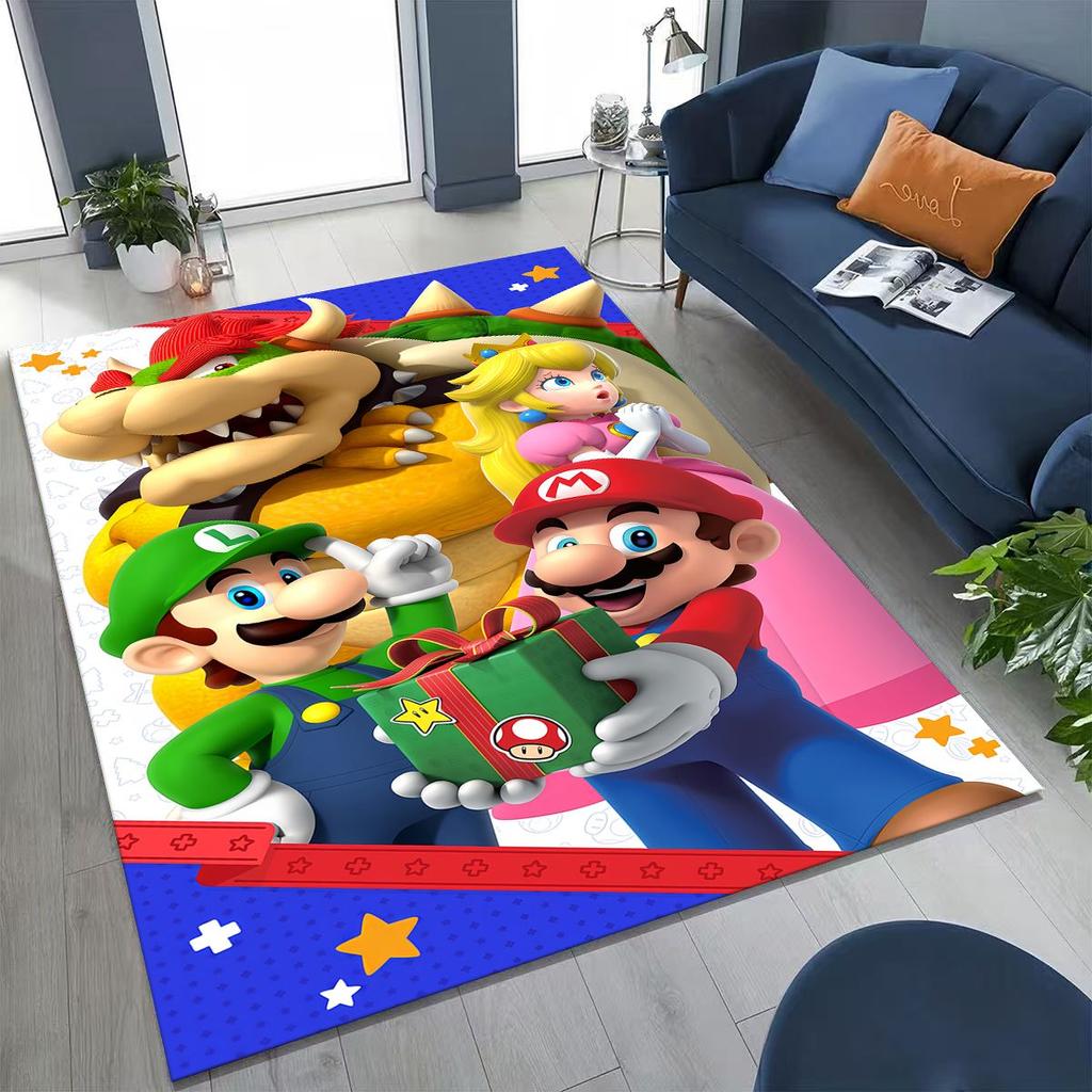 2026 New Retro Mario Cartoon Gift Rug for Bedroom Living Room Sofa Home Doormat Decor, Large Kids Play Non-slip Floor Mat