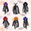 Dark Purple Skull Headband Lace Veil Gothic Hairband Stylish Skull Headwear  Halloween Party