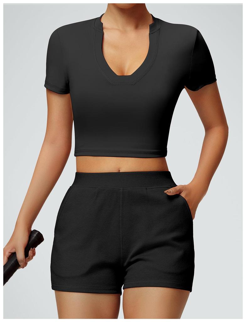 Cross-Border Slimming Nude Short-Sleeve Yoga & Sports T-Shirt